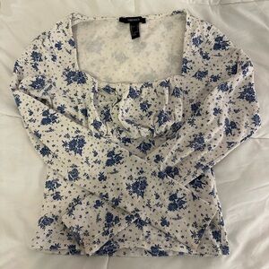 forever 21, size small, blue and white floral